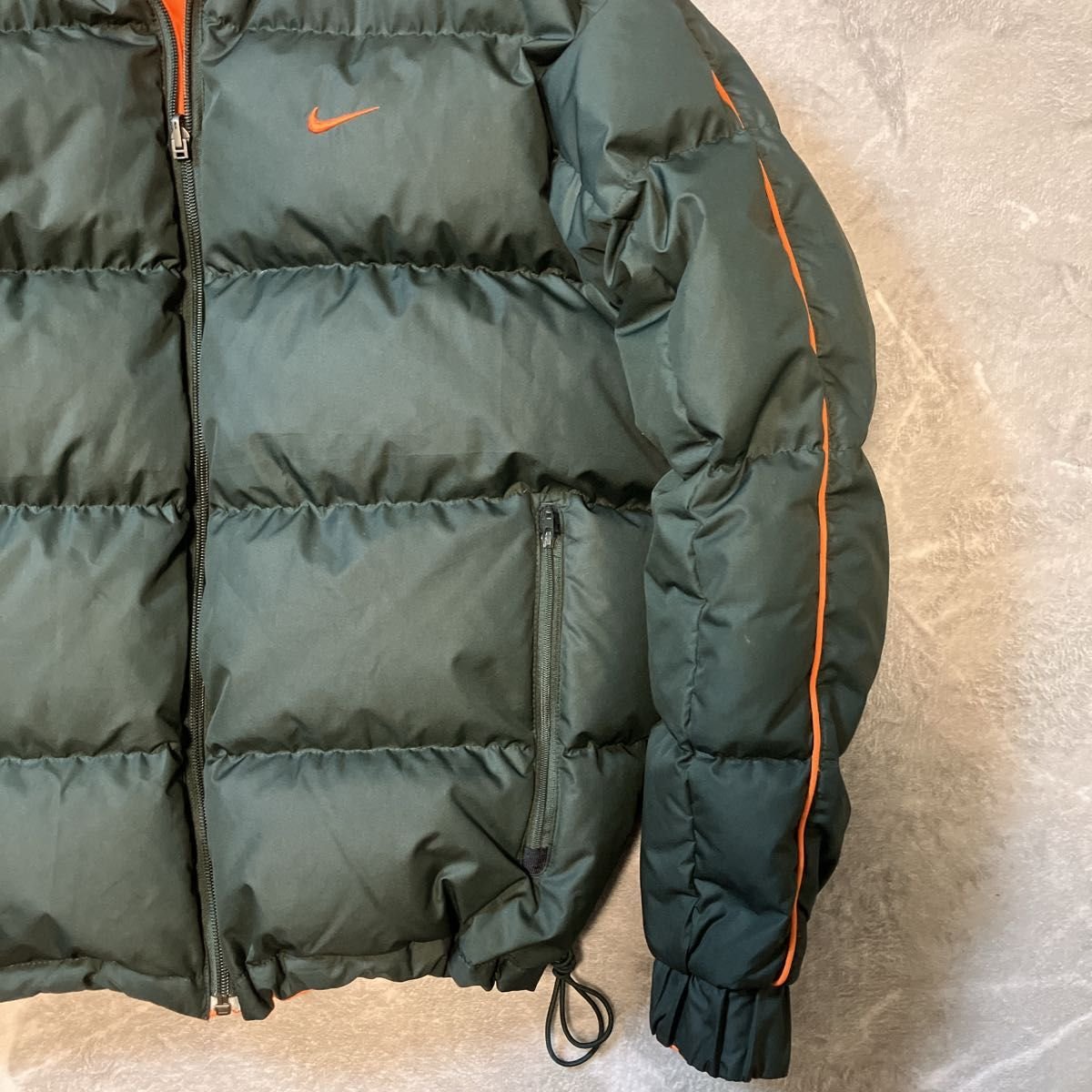 00s NIKE ナイキ ダウンジャケット リバーシブル ロゴ刺繍 短丈 ダーク