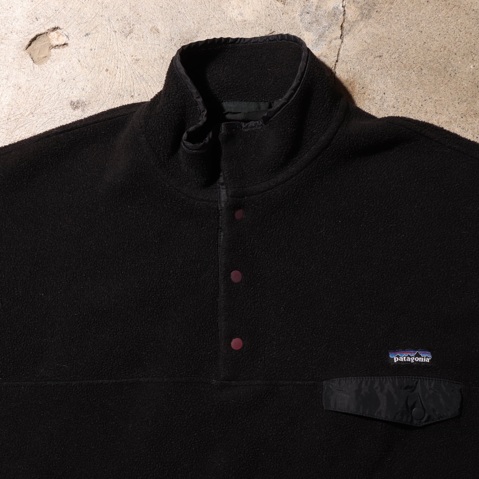 美品 XL USA 96年 ブラック シンチラスナップT パタゴニア フリース 黒