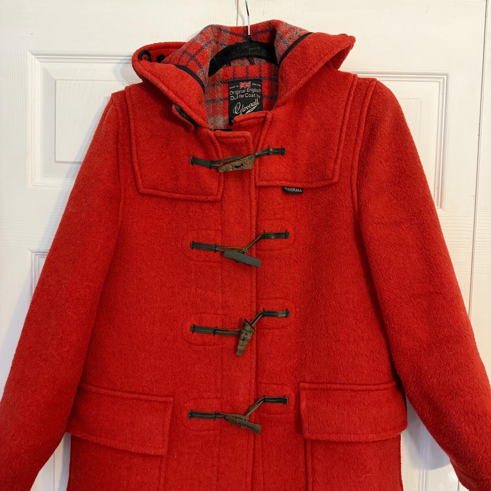 Vintage Original English Duffle Coat by Gloverall Red Wool Toggle