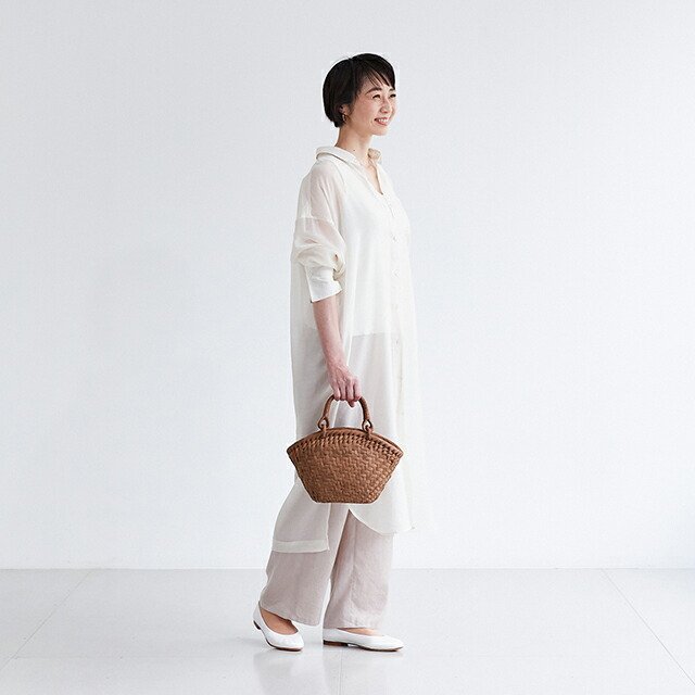 シェル型やまぶどう籠(網代編み/リング取手/小サイズ)(約)最大幅31