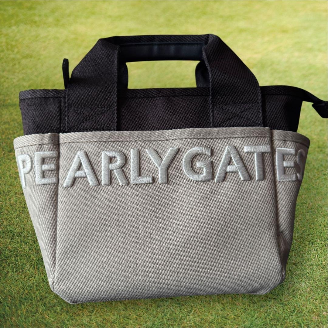 現行モデル　パーリーゲイツ　カートバッグ　トート　ハンドバッグ　黒　ベージュ ロゴ×PG SMILEカートバッグ (UNISEX) | PEARLY GATES（パーリーゲイツ